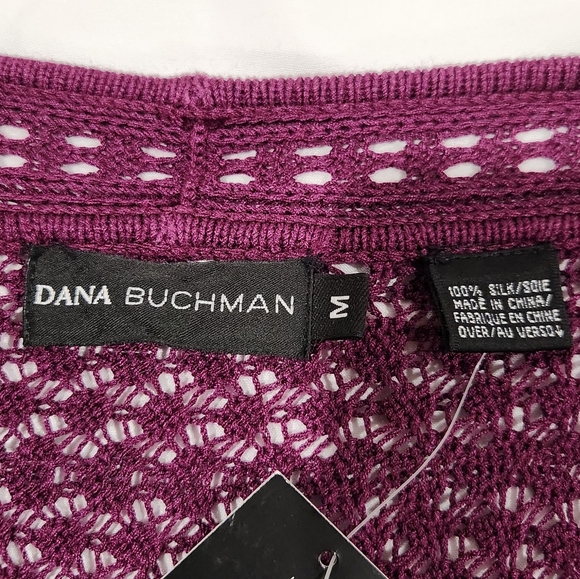 NWT Dana Buchman 100% Silk Burgundy/eggplant Women's Cardigan - Picture 7 of 8